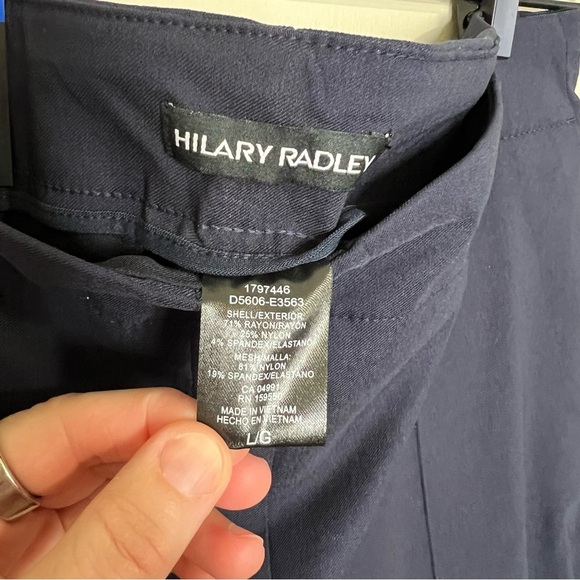 NWT Hilary Radley Women's Pull-On Mid Rise Slim Leg Pants Navy Blue size large - Picture 7 of 11